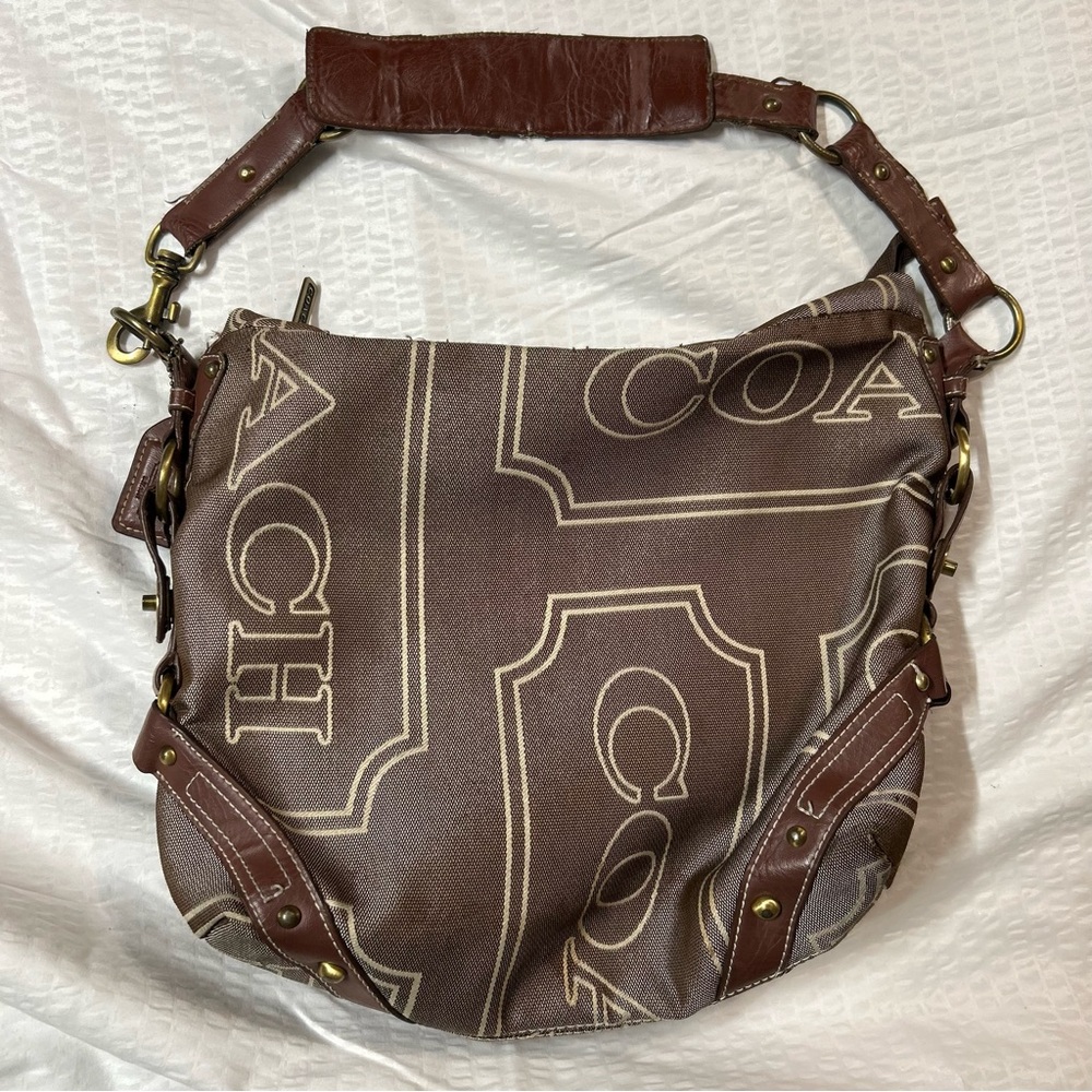 Coach Brown and Tan Shoulder Bag